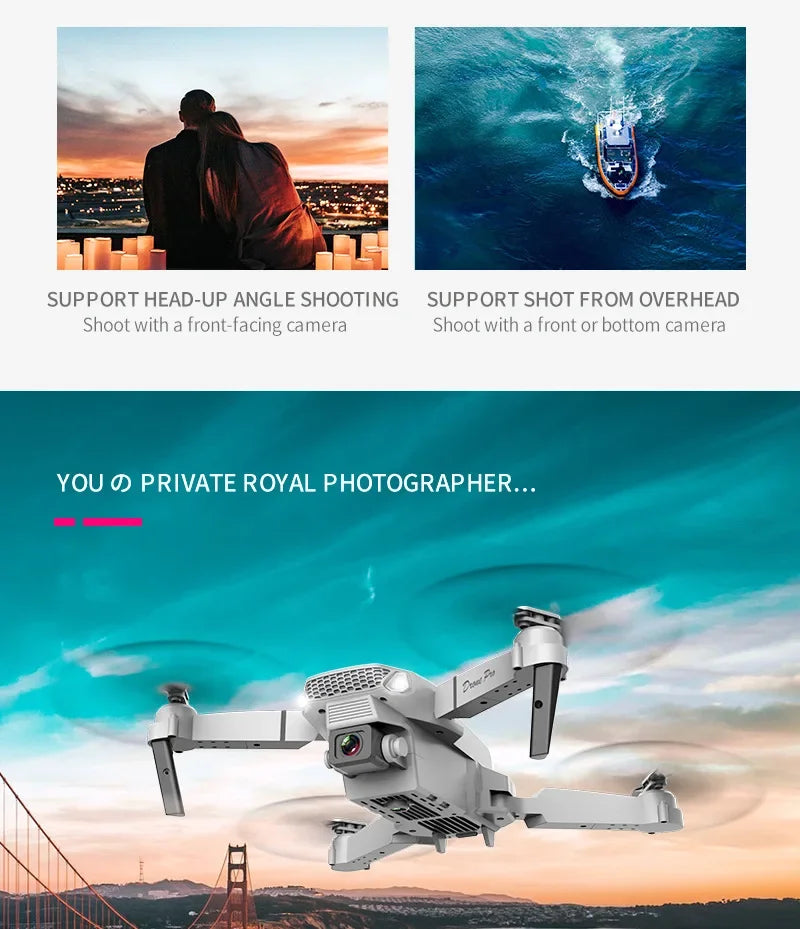2025 E88 Pro WiFi FPV Drone - Single/Dual 4K/1080P Camera, Wide-Angle HD, Altitude Hold, Foldable Quadcopter RC Helicopter Toy