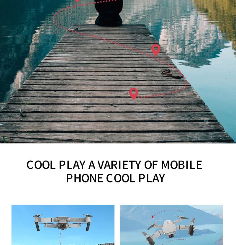 2025 E88 Pro WiFi FPV Drone - Single/Dual 4K/1080P Camera, Wide-Angle HD, Altitude Hold, Foldable Quadcopter RC Helicopter Toy