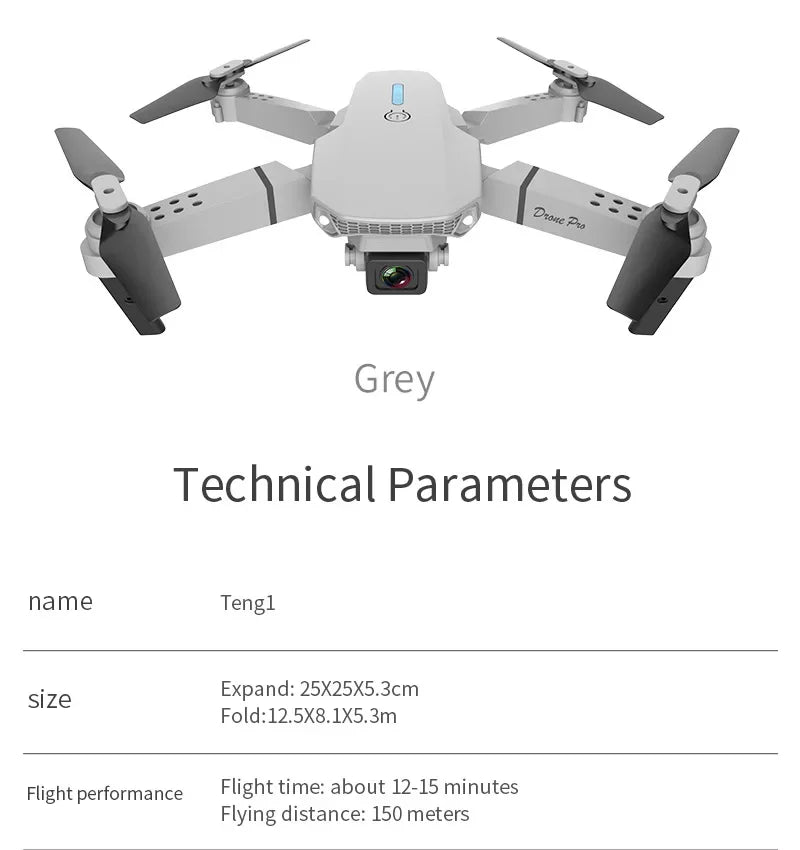 2025 E88 Pro WiFi FPV Drone - Single/Dual 4K/1080P Camera, Wide-Angle HD, Altitude Hold, Foldable Quadcopter RC Helicopter Toy